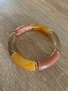 Handcrafted Multi-Color Resin Tube Shape Bead <b>Bracelet</b> Vibrant <b>Boho</b> Style Chunky Wrist Jewelry for Women and Fashion Accessories - Product Image 3
