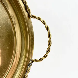 Plateau en cuivre poli brillant fait à la main fini plateaux arrondis en métal pour la maison dîner Table artisanat trophées - Product Image 2