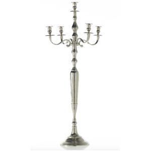 Candélabre de centre de table de mariage chandeliers de décoration de table de mariage chandelier en métal argenté bougeoir à 5 bras candélabres argentés - Product Image 1