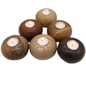 2024, venta al por mayor, decoración del hogar, estilo rústico, accesorios decorativos de madera para velas, portavelas redondos de madera - Product Image 1