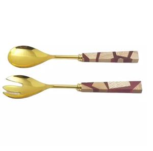 Ensemble de couverts plaqué or avec poignée en laiton à motif de feuille, nouveau set de couverts en métal, dernier modèle de couverts à prix avantageux - Product Image 3