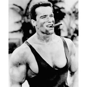 Impresión artística moderna de Arnold Schwarzenegger con diseño de cigarro sobre papel - Product Image 1