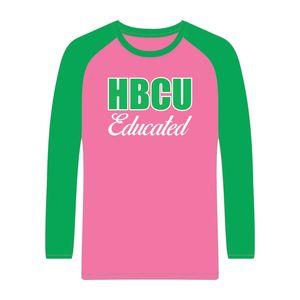 Maglietta a Maniche Lunghe Rosa con Logo Raglan per Associazioni Universitarie Afroamericane, in Cotone Ciniglia, Moda Sorority Divine Nine - Product Image 2