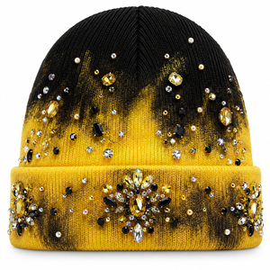 Vente directe usine – Bonnets en laine mélangée sur mesure avec strass, tricotés doux, design scintillant en cristal, pour l'hiver et les voyages - Product Image 1