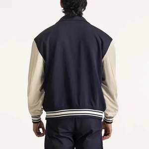 College Varsity Men's Letterman Bomber <b>Jacket</b> <b>Mandarin</b> <b>Collar</b> Baseball Style Custom Plaid Pattern Front Logo Winter - Product Image 3