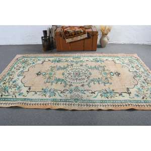 Alfombra de 5.3x9.4 pies, Alfombra Vintage, Alfombra Oriental de Lana Azul Turca - Product Image 3