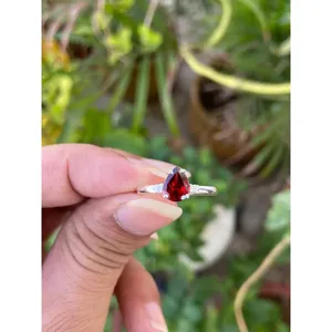 Natural <b>Garnet</b> <b>Ring</b> 925 Sterling <b>Silver</b> Handmade Gemstone <b>Ring</b> for Women Wholesale Jewelry Supplier - Product Image 1