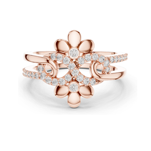 Bague florale infinie en diamant de laboratoire 0,286 CT pour femme, clarté VVS-VS EF, or 18 carats, 14 carats, 10 carats et argent 925, rose - Product Image 1