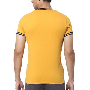 T-shirts à col rond pour hommes de meilleure qualité tendance de haute qualité 100% pur coton garniture de contraste anti-rétrécissement durable - Product Image 5