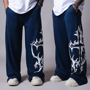 Pantalon de survêtement baggy en polaire avec logo personnalisé en gros pour hommes - Product Image 6