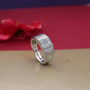 "Romantic Trendy Number <b>Titanium</b> Men's 18k Silver Inlay Claw <b>Ring</b>-Gift for Him" - Product Image 4