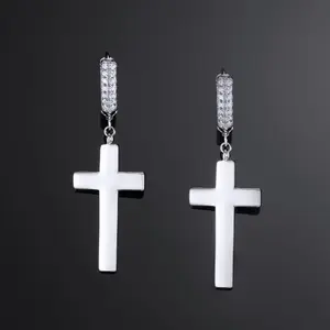 Boucles d'oreilles créoles en argent 925 avec diamants de laboratoire – Bijoux pour mariée, cadeau et soirée - Product Image 4