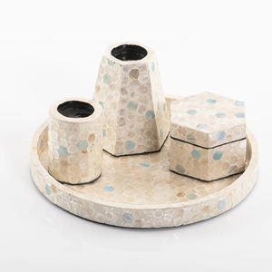 Ensemble de luxe en nacre Mabkhara MOP Incrustation Bakhoor Brûleur Porte-encens islamique pour la prière et le cadeau - Product Image 2