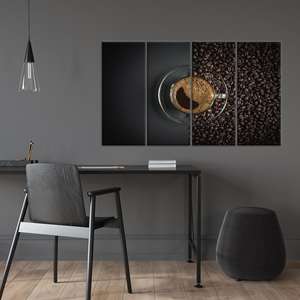 Impresión en lienzo de cafetería moderna: elegante arte de pared para cafetería, JUEGO DE 4 LIEÑOS - Product Image 1