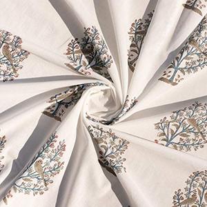 Tissu en coton à motif floral imprimé de blocs de main magnifiquement conçu dans des couleurs à la mode pour les robes de vêtements pour femmes et filles - Product Image 5