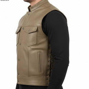 Gilet en cuir de moto pour homme, en cuir de vache véritable vintage, respirant, crocheté, couleur personnalisée, fourrure de mouton d'hiver, 2026 - Product Image 4