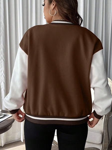 Chaqueta de béisbol Letterman Varsity hecha a medida de la mejor calidad para mujer Botón de brazo de cuero con material de relleno de algodón - Product Image 4