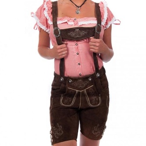 Lederhosen bávaros de Oktoberfest para mujer, de cuero Knurz, ligeros y bordados. - Product Image 6