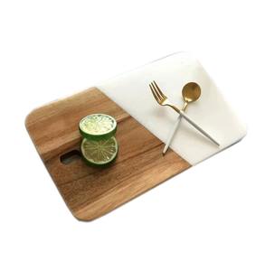 Plateau de service en bois de marbre blanc de haute qualité accessoires de décoration de maison élégants matériel de PC pour des assiettes de service ou d'autres articles - Product Image 4