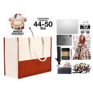 Grand sac fourre-tout en toile imperméable à grande capacité, décoré de fleurs, pour femmes - Sac de plage et de spa réutilisable pour le printemps et l'automne - Product Image 6