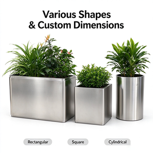 Jardinière rectangulaire moderne en acier inoxydable pour aménagement paysager commercial extérieur, pot de fleurs de jardin sur mesure - Product Image 3