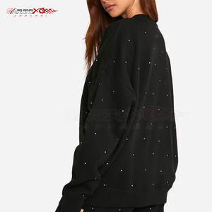 Sweat-shirt strass léger pour femmes avec un éclat élégant et un sweat-shirt strass brillant de style pull pour femmes - Product Image 2