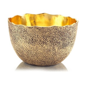 Vajilla decorativa para servir frutas, cuenco de Metal de latón chapado, gran oferta, comida de gran capacidad, postre, cuenco de comida de forma redondeada - Product Image 1