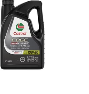 Castrol EDGE 10W-30 Aceite sintético completo de alto kilometraje 5 cuartos Rendimiento avanzado del motor y protección para automóviles más antiguos - Product Image 1
