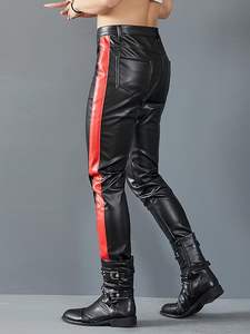 Pantalon cargo en cuir de vache véritable pour homme, avec empiècements matelassés, pantalon en cuir véritable pour homme - Product Image 2