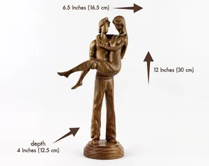 Figurine romantique en bois, couple enlacé, sculpture artisanale pour chambre, salon, étagère, décoration d'amour significative. - Product Image 5