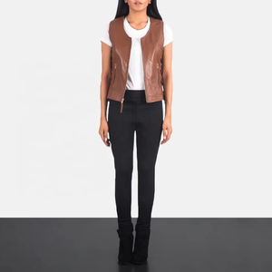 Chaleco de Cuero Genuino para Mujer, Tejido, Impermeable, Transpirable, Moderno, Ajustado, Sin Mangas, Ropa de Moda, Venta al por Mayor de Fábrica - Product Image 6