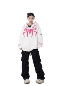 เสื้อฮู้ดสตรีทแวร์ลายปักอนิเมะแมงมุมสีชมพูแบบใหม่ คุณภาพสูง สำหรับทุกเพศ - Product Image 3