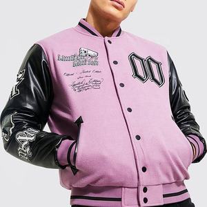 แจ็กเก็ตเบสบอลขนแกะแฟชั่นสำหรับผู้ชายเสื้อแจ็คเก็ตบอมเบอร์สำหรับใส่ไปวิทยาลัยโลโก้ได้ตามต้องการ - Product Image 1
