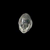 Bague de mariage classique vintage thaïlandaise de haute qualité en argent sterling 925 avec tête de Bouddha porte-bonheur Sakyamuni Bodhisattva et pierre précieuse