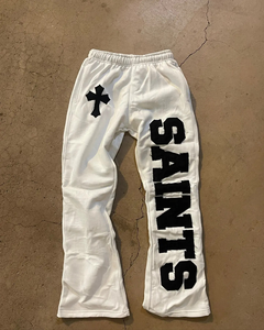 Personalizado de peso pesado de lana de algodón de impresión Logo Joggers de pierna ancha holgado sudor pantalón acampanado pantalones activos para los hombres - Product Image 2