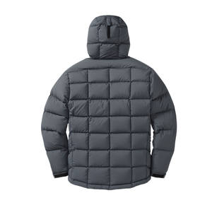 Vestes d'hiver à capuche en nylon noir avec logo brodé de plumes de canard légères et chaudes bon marché avec logo personnalisé - Product Image 5