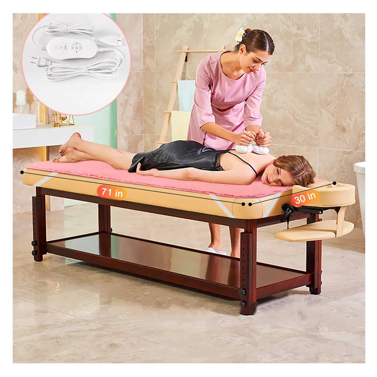 Calentador de mesa de masaje, almohadilla térmica, calentador de cama de masaje de SPA profesional con protección contra sobrecalentamiento para cama de masaje y Spa