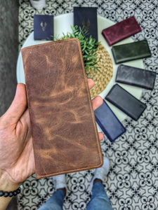 Porte-cartes personnalisé léger de haute qualité pour hommes Mini portefeuille mince et intelligent en cuir véritable avec fermeture à pli Longue poche - Product Image 5