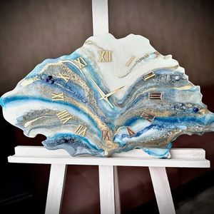 ศิลปะสมัยใหม่ทำจากเรซินนาฬิกาแขวนผนังแบบเข็มหมุนแบบไร้เสียงศิลปะบนผนังที่เป็นเอกลักษณ์สำหรับห้องนั่งเล่นห้องนอนสำนักงาน - Product Image 6