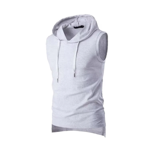 Sweat à capuche sans manches débardeurs musculation personnalisé propre Logo hommes Muscle coupe fermeture éclair haute qualité sans manches Gym Hoodies - Product Image 3