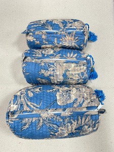 Grand étui à fermeture éclair en coton écologique imprimé à la main pour sac de maquillage accessoire de voyage - Product Image 4