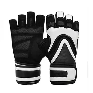Venta al por mayor de guantes de cuero para levantamiento de pesas antideslizante agarre fuerte ligero transpirable medio dedo Cierre de Velcro Fitness personalizado - Product Image 5