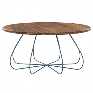 Table basse en verre carrée au design attrayant avec base en bois de chêne massif unique, design minimaliste élégant, meubles de salon - Product Image 5