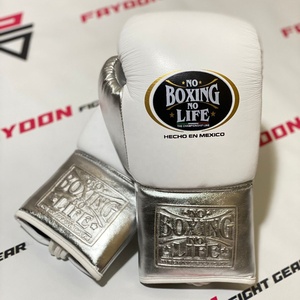 ถุงมือชกมวยหนังแท้สีน้ำเงินทองแบบสั่งทำพิเศษ รุ่นยอดนิยม No Boxing No Life สำหรับผู้ชาย - Product Image 5