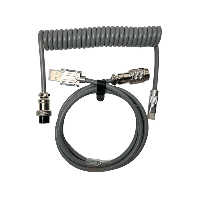BSUN Durable Custom Grey Customize Type c Spring Spiral Usb Cable Aviator Connector Nylon Mechanical Keyboard Coiled Cable