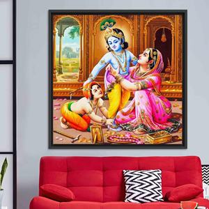 Printed Canvas: Elegant Indian Woman Wall Art, Modern Decor,<b>BLACK</b> <b>FRAMED</b> CANVAS - Product Image 1