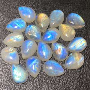 100% cabujón de piedra lunar azul Natural pulido a mano piedra preciosa suelta increíble Arco Iris piedra lunar forma de pera para hacer joyería de moda - Product Image 3