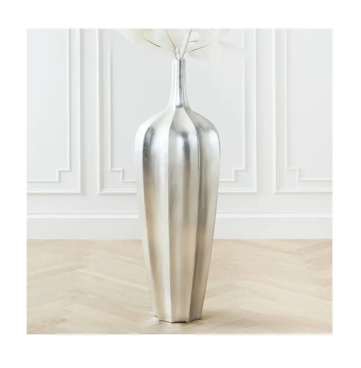 Vase à fleurs en Aluminium argenté Antique, Vase à fleurs en métal fini sur mesure