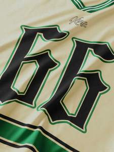 Camiseta Deportiva de Malla 66 Verde Beige Estilo Hip Hop para Hombre, Talla Grande, Cuello Redondo, Estilo Universitario, Personalizada, 100% Algodón - Product Image 4