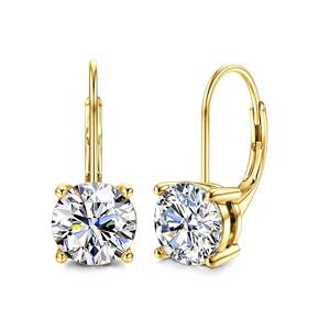 Boucles d'oreilles en Moissanite, Boucles d'oreilles en diamant de laboratoire de coupe ronde brillante en or blanc 18 carats Boucles d'oreilles pendantes en argent sterling MoissanitE - Product Image 1